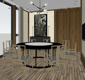 810 现代中式风格餐厅包间